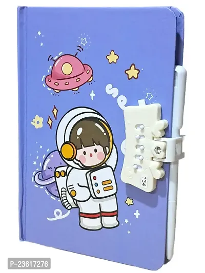 Technochitrareg; Space Astranaut Printed Secret Password Lock Diary with Pen for Kids-thumb0