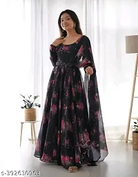 Elegant Georgette Printed Gown With Dupatta For Women-thumb2