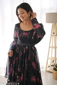 Elegant Georgette Printed Gown With Dupatta For Women-thumb3