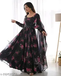 Elegant Georgette Printed Gown With Dupatta For Women-thumb1