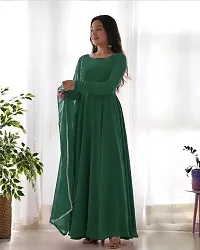 Elegant Georgette Solid Gown With Dupatta For Women-thumb3