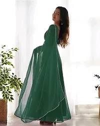 Elegant Georgette Solid Gown With Dupatta For Women-thumb1