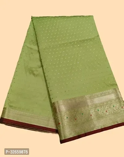 Stylish Art Silk Green Zari Saree with Blouse piece