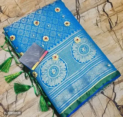 Stylish Art Silk Blue Zari Saree with Blouse piece-thumb0