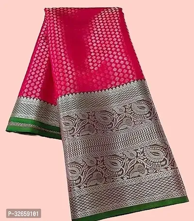 Stylish Art Silk Pink Zari Saree with Blouse piece-thumb0