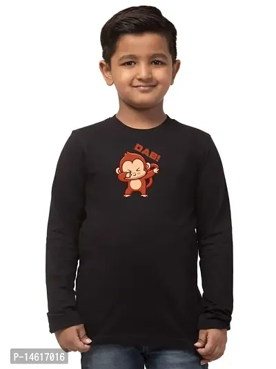 ALPHABET26 T-Shirt for Boys Full Sleeve Regular fit Black Dab Monkey Printed5798-thumb2