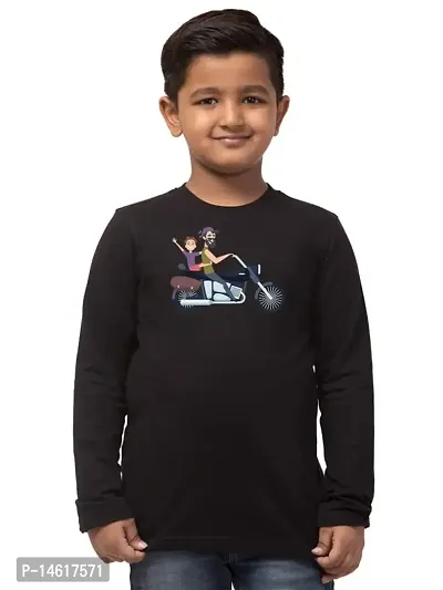 ALPHABET26 T-Shirt for Boys Full Sleeve Regular fit Black Bike Printed5800-thumb2