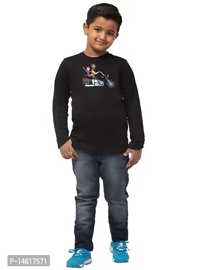 ALPHABET26 T-Shirt for Boys Full Sleeve Regular fit Black Bike Printed5800