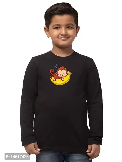 ALPHABET26 T-Shirt for Boys Full Sleeve Regular fit Black Monkey Printed5792-thumb2