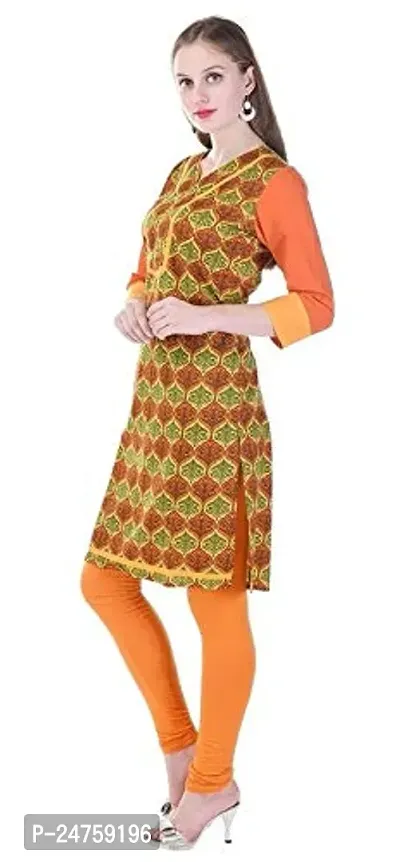 Fajabee Women's Printed Straight Kurti Orange-thumb3