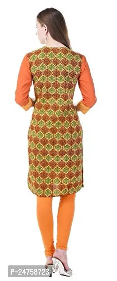 Fajabee Women's Printed Straight Kurti Orange-thumb5