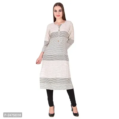 Fajabee Women's White Rayon Printed Round Neck Straight Kurti-thumb4