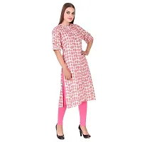 Fajabee Women's Pink Rayon Printed Round Neck Straight Kurti-thumb2