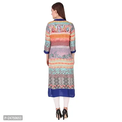 Fajabee Women's Multicolor Rayon Printed Round Neck Straight Kurti-thumb2