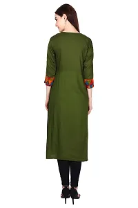 Fajabee Women's Brown Rayon Round Neck 3/4 Sleeves A-line Kurti-thumb1