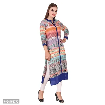 Fajabee Women's Multicolor Rayon Printed Round Neck Straight Kurti-thumb3