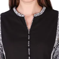 Fajabee Women's Black Cotton Printed Round Neck Straight Kurti-thumb4