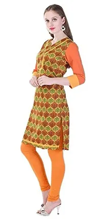 Fajabee Women's Printed Straight Kurti Orange-thumb2