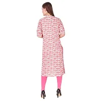 Fajabee Women's Pink Rayon Printed Round Neck Straight Kurti-thumb1