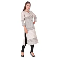 Fajabee Women's White Rayon Printed Round Neck Straight Kurti-thumb2