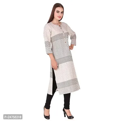 Fajabee Women's White Rayon Printed Round Neck Straight Kurti-thumb3