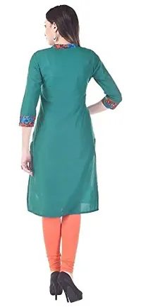 Fajabee Women's Cotton Solid Straight Kurti Green-thumb4