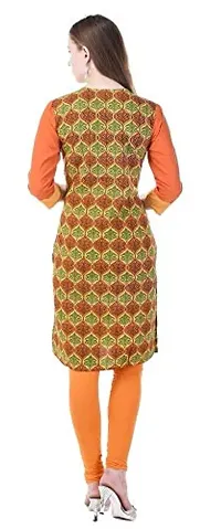 Fajabee Women's Printed Straight Kurti Orange-thumb4