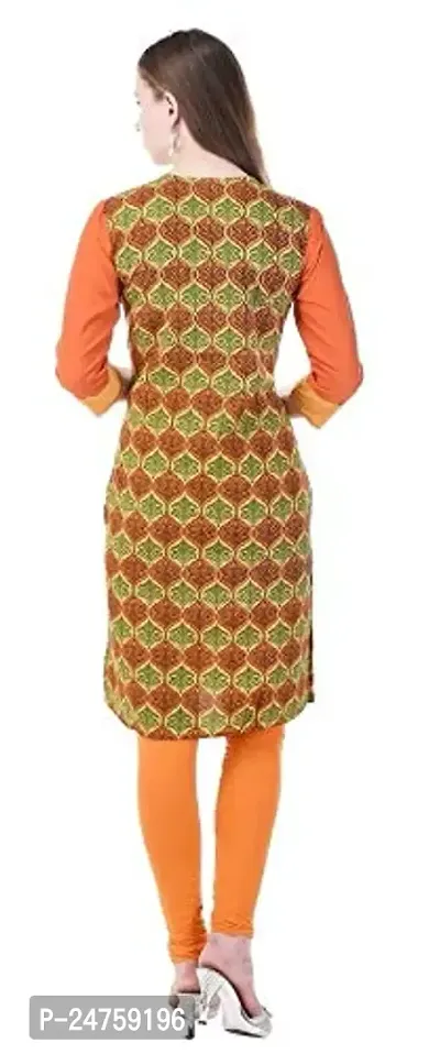 Fajabee Women's Printed Straight Kurti Orange-thumb5