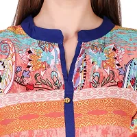 Fajabee Women's Multicolor Rayon Printed Round Neck Straight Kurti-thumb4