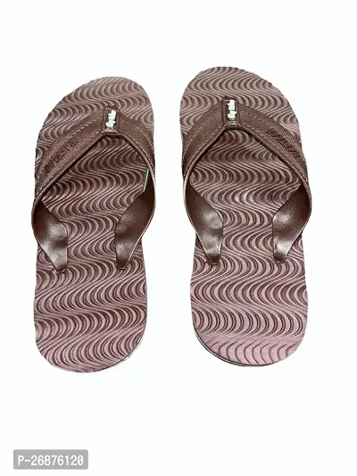 Stylish Brown Rexine Solid Slipper For Men