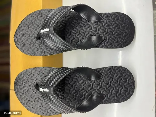 Stylish Black Rexine Solid Slipper For Men