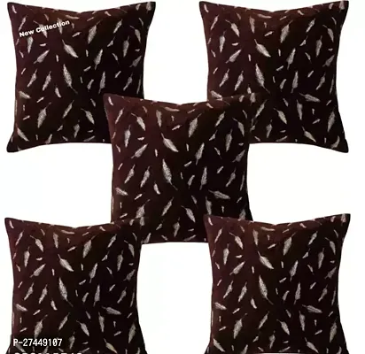 Stylish Brown Velvet Embellished Cushion Covers, Pack Of 5