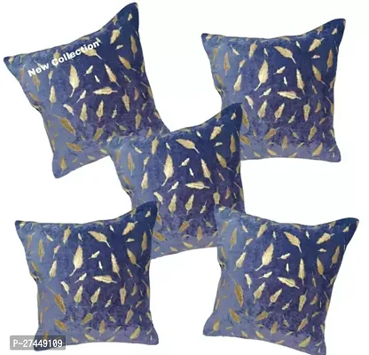 Stylish Grey Velvet Embellished Cushion Covers, Pack Of 5