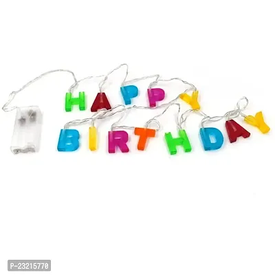 ARH DECORATIVES Plastic Happy Birthday 13 LED Letter Battery Operated String Lights, Outdoor String Lights (Multicolour)-thumb0