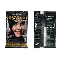 Keywest Shampoo Hair Color for Women  Men | 2in1 Formula Hair Color + Hair Spa (Pack of 10 Pouches, Natural Black, 150ml)-thumb1