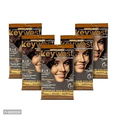 Keywest Natural Black 5 Minute Shampoo Hair Colour - 15ml x (5 Pouches)