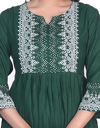 Women's Rayon Fabric Printed Naira Cut Kurti (Green)-thumb1