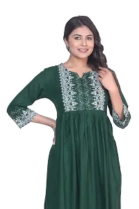 Women's Rayon Fabric Printed Naira Cut Kurti (Green)-thumb4