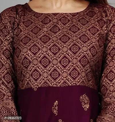Women's Rayon Fabric Beautiful Block Printed Anarkali Kurti-thumb4