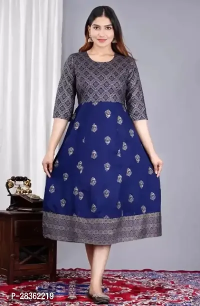 Women's Rayon Fabric Beautiful Block Printed Anarkali Kurti-thumb4