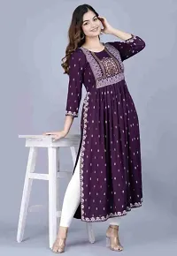 Women's Rayon Fabric Beautiful Printed Nayra Cut Kurti-thumb2