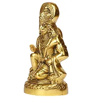 Kartique Metal Bhagwan Hanuman Sitting with Gada Murti for Home Puja Idol Blessing Bajrangbali Statue for Pooja Gift Living Room Mandir Height 6.25 Inch Gold Color Size Large-thumb2