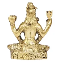 Kartique Brass Lord Shiva Neelkanth Idol Wearing Rudraksha Mala in Meditation Posture with Trishul and Damru for Mandir in Gold Color-thumb3