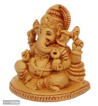 Kartique Car Dashboard Idol Ganesha Murti for Desk Office Study Table Height 2.75 Inch Brown Color Size Small-thumb3