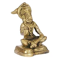 Karituqe Brass Bhagwan Hanuman Idol in The Blessing Pose Murti for Home Mandir in Gold Color-thumb1