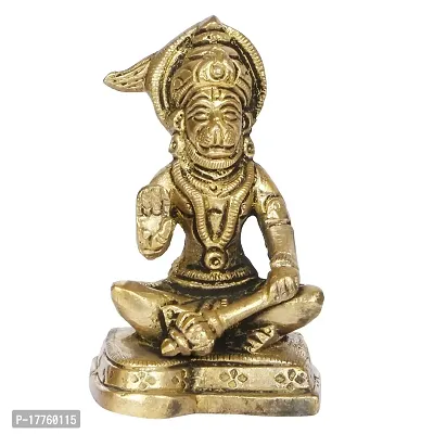 Karituqe Brass Bhagwan Hanuman Idol in The Blessing Pose Murti for Home Mandir in Gold Color