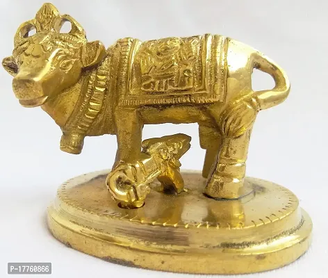 Kartique Holy Kamdhenu Cow and Calf Sculpture- Home Decor/Idols  Figurines/Desk Decor/Table Decor/Showpiece/Gift