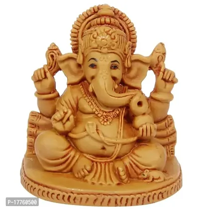 Kartique Car Dashboard Idol Ganesha Murti for Desk Office Study Table Height 2.75 Inch Brown Color Size Small-thumb0