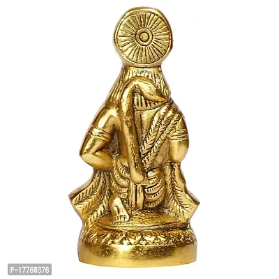 Kartique Metal Bhagwan Hanuman Sitting with Gada Murti for Home Puja Idol Blessing Bajrangbali Statue for Pooja Gift Living Room Mandir Height 6.25 Inch Gold Color Size Large-thumb4