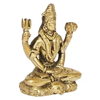 Kartique Brass Lord Shiva Neelkanth Idol Wearing Rudraksha Mala in Meditation Posture with Trishul and Damru for Mandir in Gold Color-thumb1